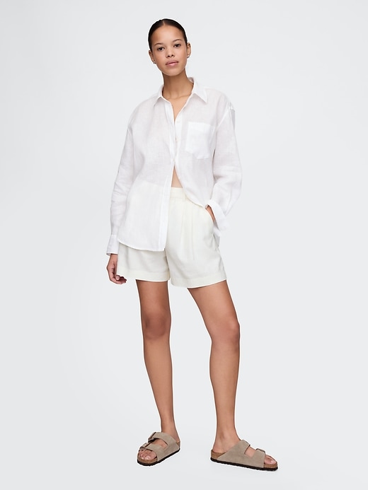 short taille haute en lin mélangé 365
