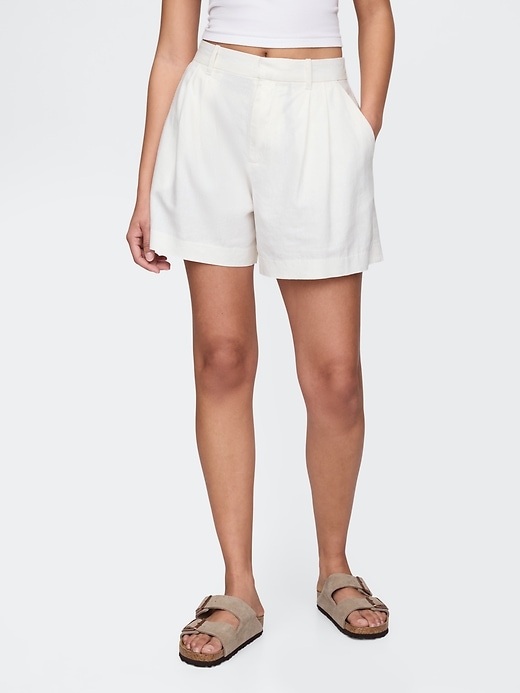 short taille haute en lin mélangé 365