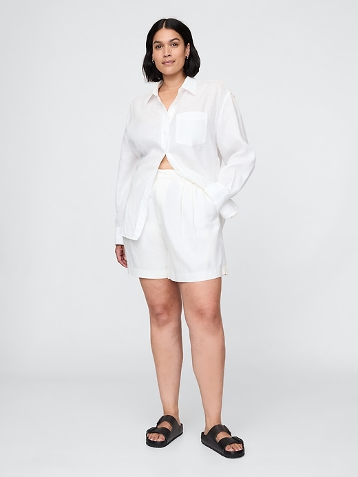 short taille haute en lin mélangé 365