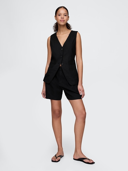 short taille haute en lin mélangé 365