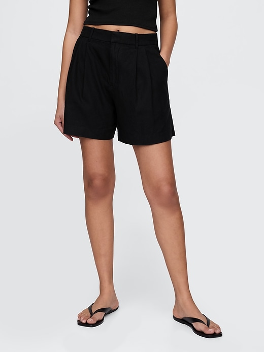 short taille haute en lin mélangé 365