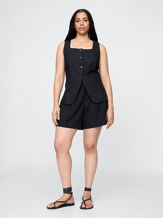 short taille haute en lin mélangé 365
