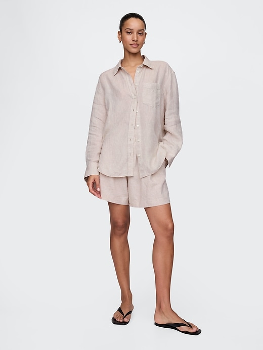 short taille haute en lin mélangé 365