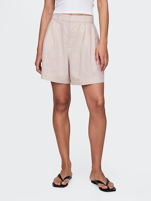 short taille haute en lin mélangé 365