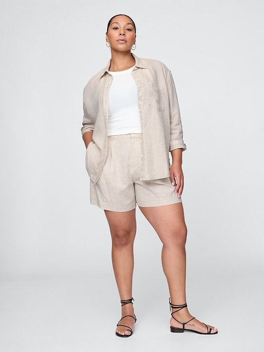short taille haute en lin mélangé 365