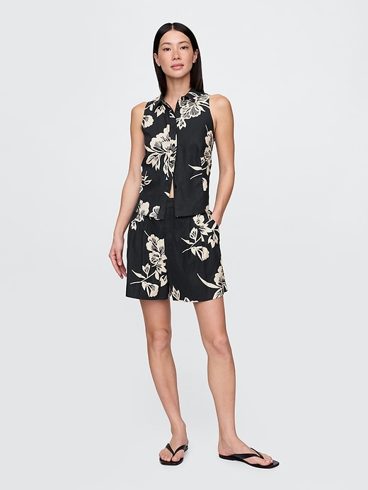 short taille haute en lin mélangé 365