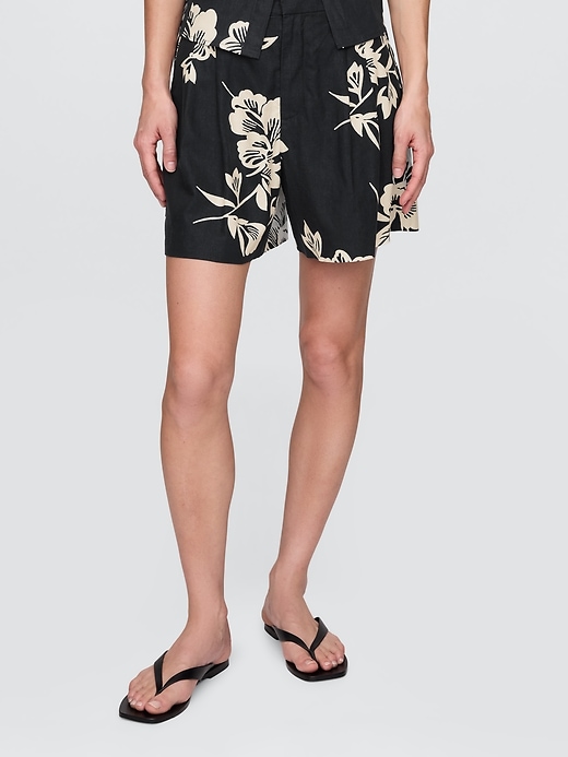 short taille haute en lin mélangé 365