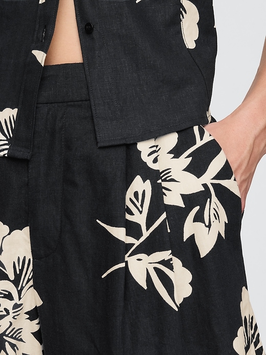 short taille haute en lin mélangé 365