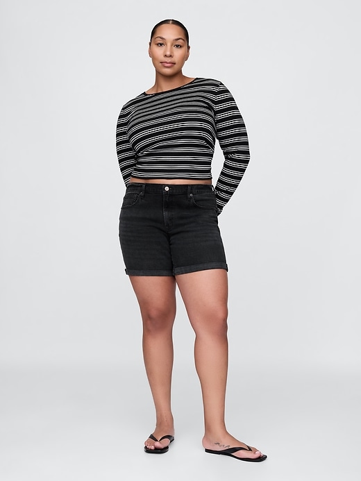 short en jean taille mi-haute 5 pouces style girlfriend
