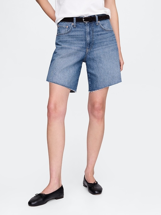 bermuda en denim ample taille mi-haute style années 90