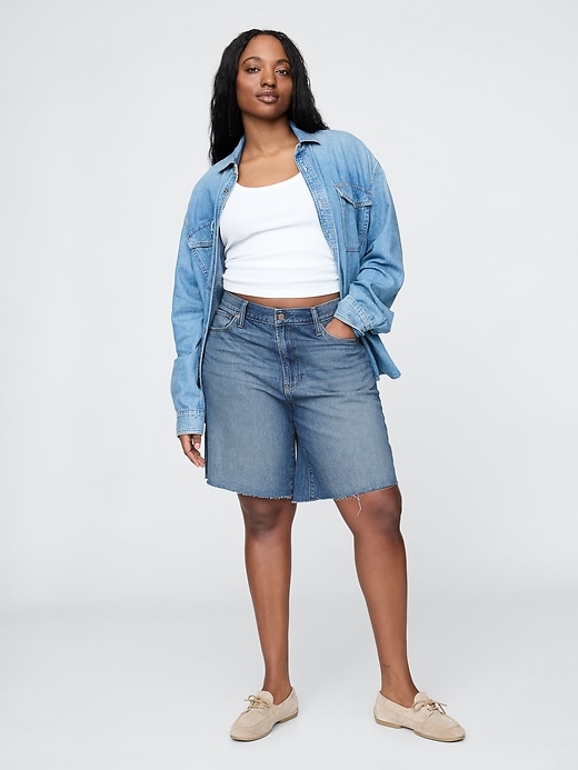 bermuda en denim ample taille mi-haute style années 90