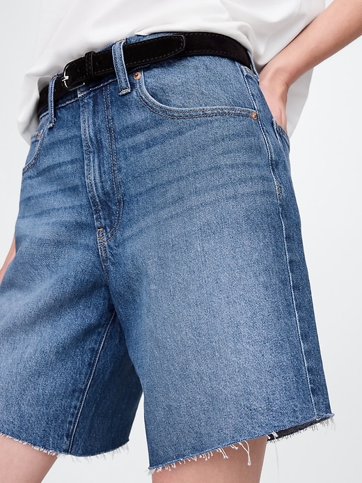 bermuda en denim ample taille mi-haute style années 90