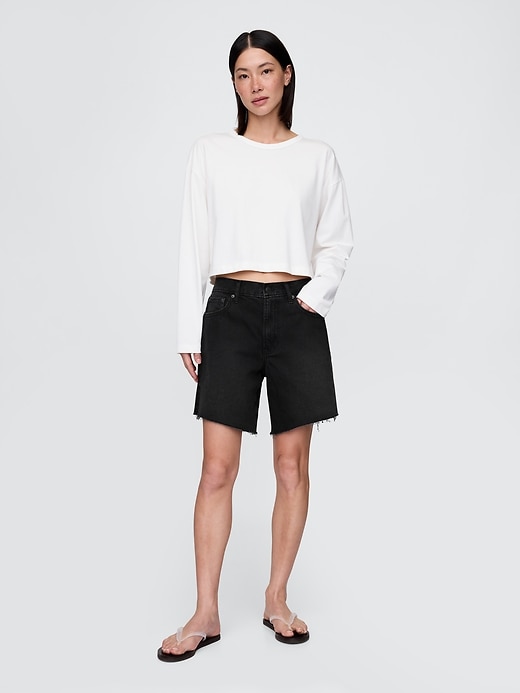 bermuda en denim ample taille mi-haute style années 90