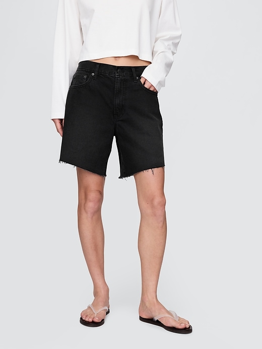 bermuda en denim ample taille mi-haute style années 90
