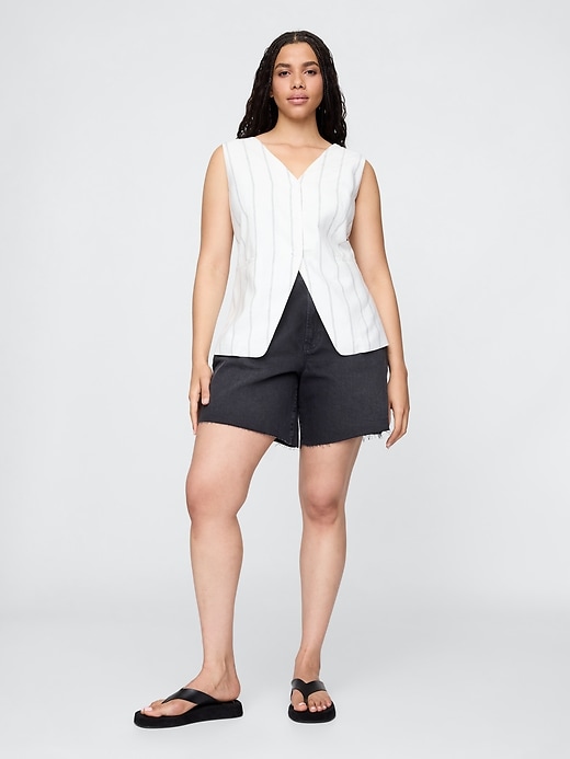 bermuda en denim ample taille mi-haute style années 90