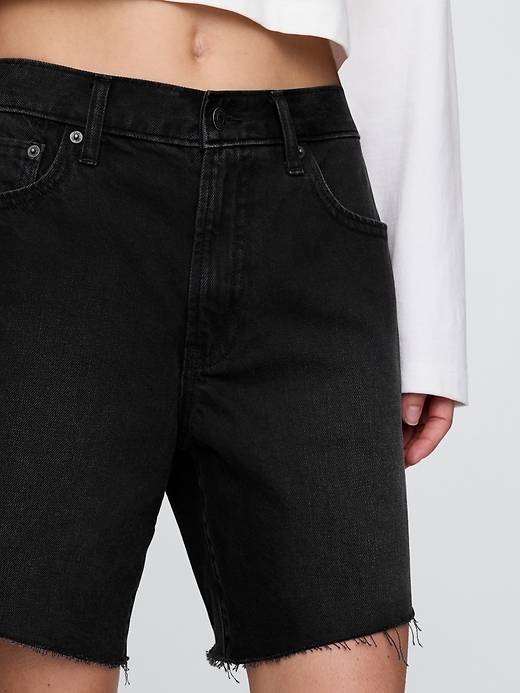 bermuda en denim ample taille mi-haute style années 90