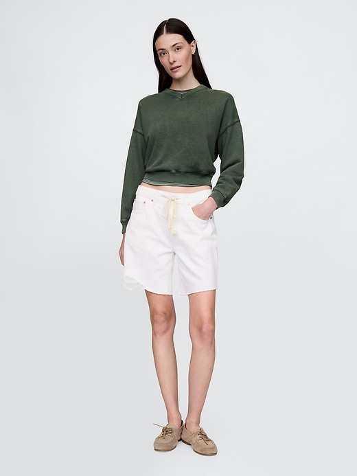 bermuda en denim ample taille mi-haute style années 90