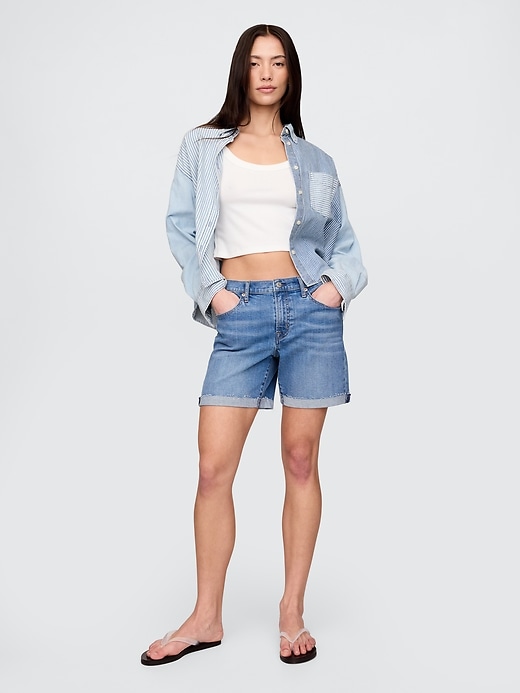 short en jean taille mi-haute 5 pouces style girlfriend