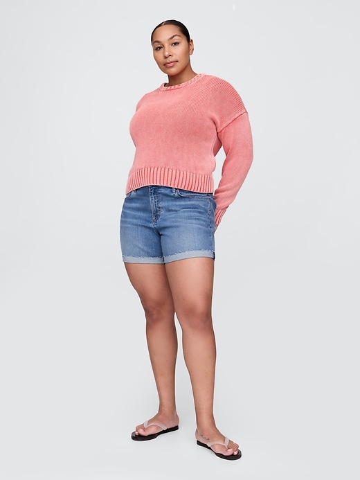 short en jean taille mi-haute 5 pouces style girlfriend