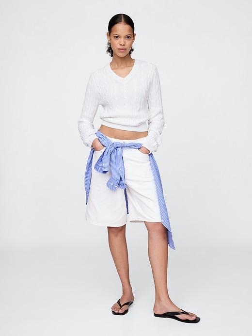short en jean long taille mi-haute 11 pouces