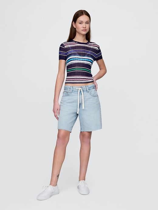 bermuda en denim ample taille mi-haute style années 90