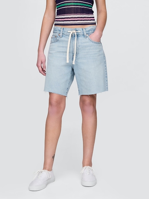 bermuda en denim ample taille mi-haute style années 90