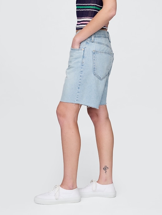 bermuda en denim ample taille mi-haute style années 90