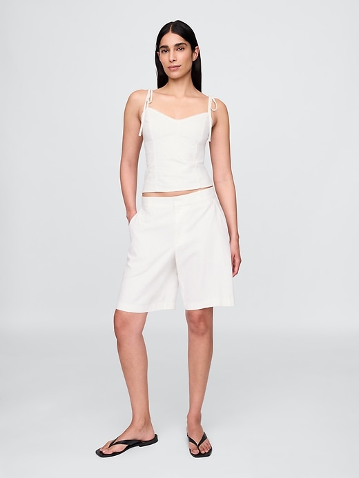short pantalon taille basse en lin mélangé 365