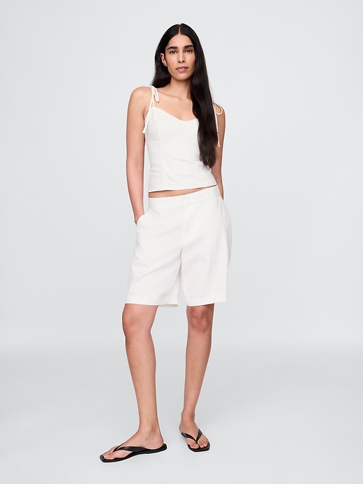 short pantalon taille basse en lin mélangé 365