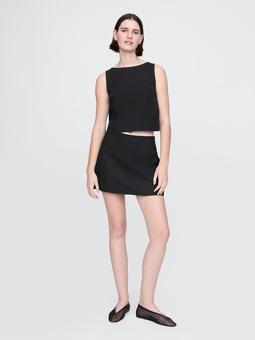 mini-jupe-short en lin mélangé