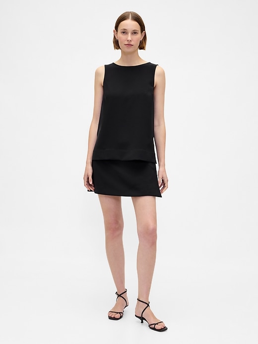 jupe-short courte en sergé taille basse