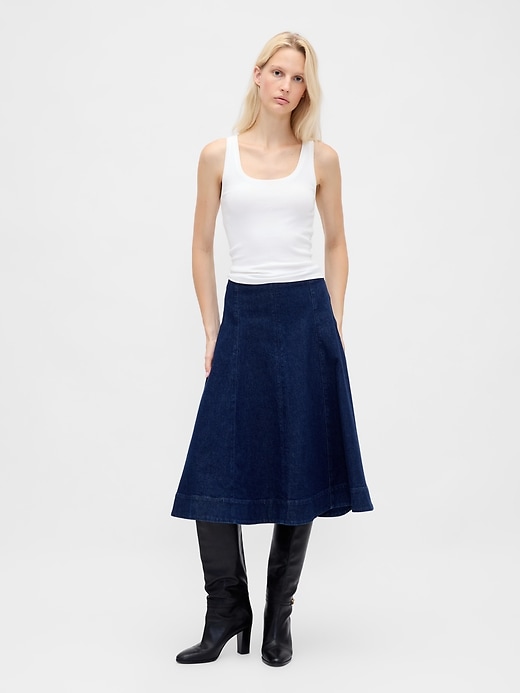 jupe midi en jean tulipe
