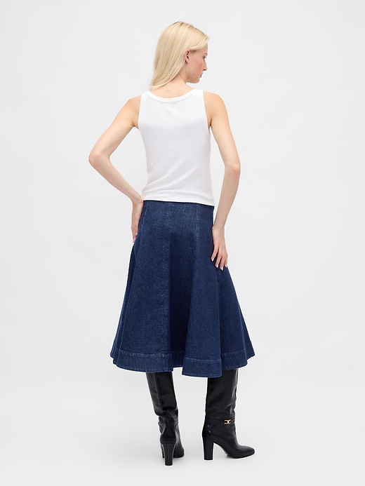 jupe midi en jean tulipe