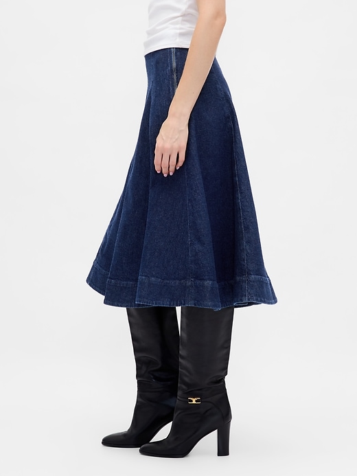 jupe midi en jean tulipe
