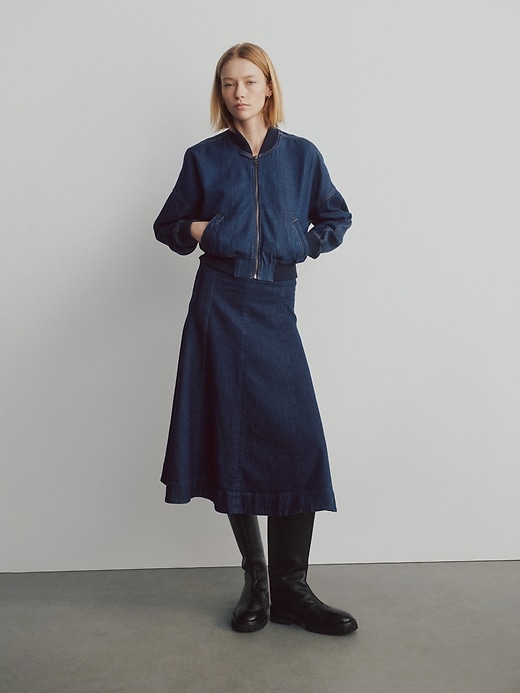 jupe midi en jean tulipe