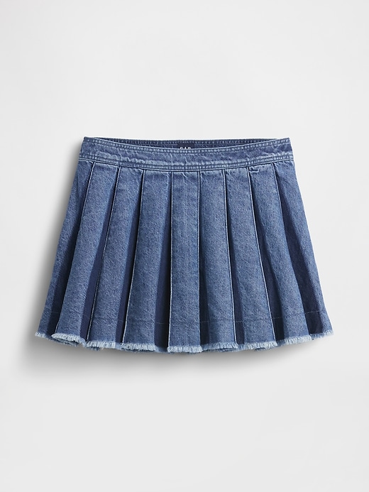 mini-jupe plissée en jean