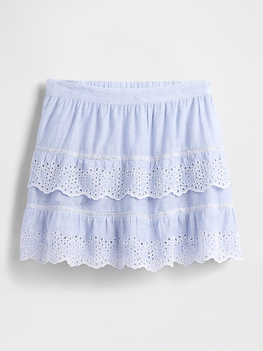 jupe-short mini à œillets et volants