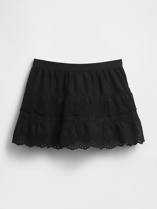 jupe-short mini à œillets et volants