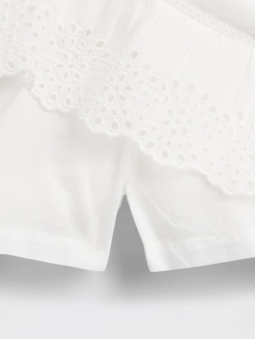jupe-short mini à œillets et volants