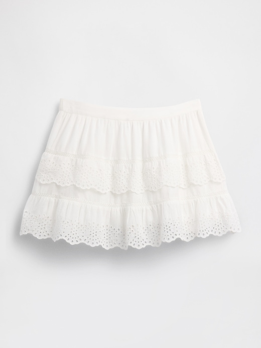 jupe-short mini à œillets et volants