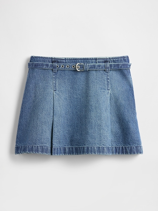 mini-jupe en jean ceinturée