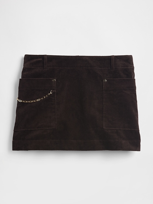 jupe-short courte en velours côtelé avec poche chaînette