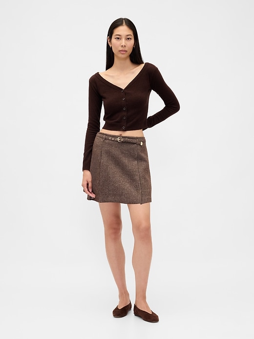 jupe-short plissée mini en laine mélangée
