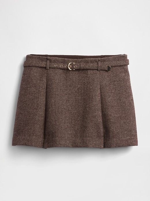 jupe-short plissée mini en laine mélangée
