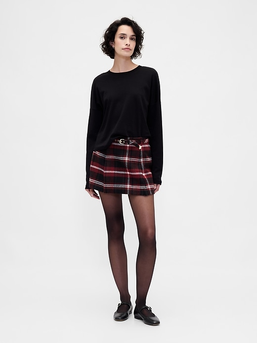 jupe-short plissée mini en laine mélangée