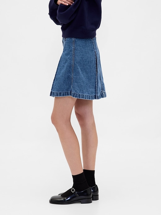 jupe courte plissée en jean gap × sandy liang