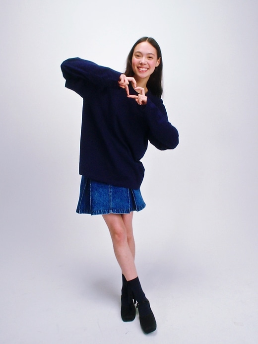 jupe courte plissée en jean gap × sandy liang
