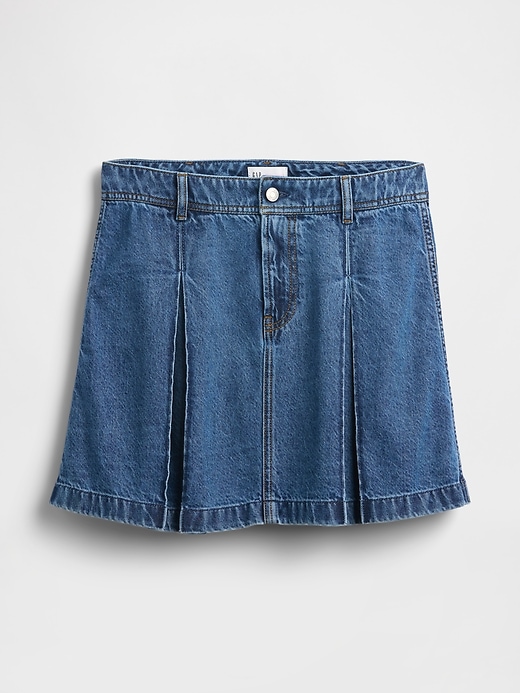 jupe courte plissée en jean gap × sandy liang