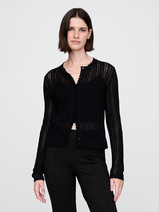 gilet en maille ajourée mélangée de lin