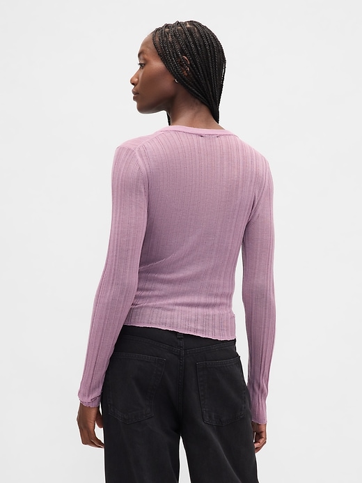 pull henley côtelé transparent